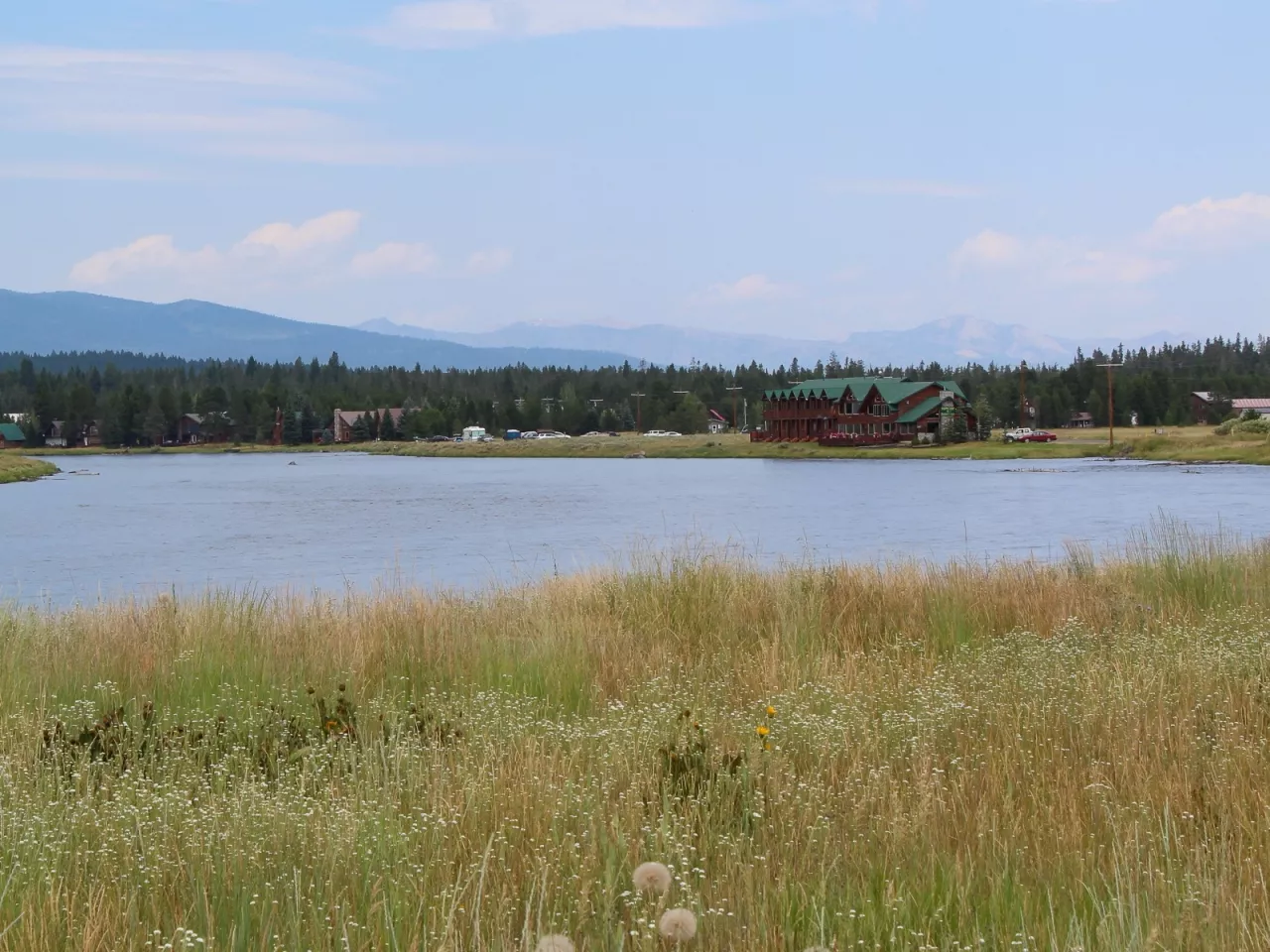 The Henry's Fork at Last Chance, Island Park, with a lodge on the far bank